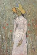 Vincent Van Gogh Young Girl Standing against a Background of Wheat (nn04) oil painting on canvas